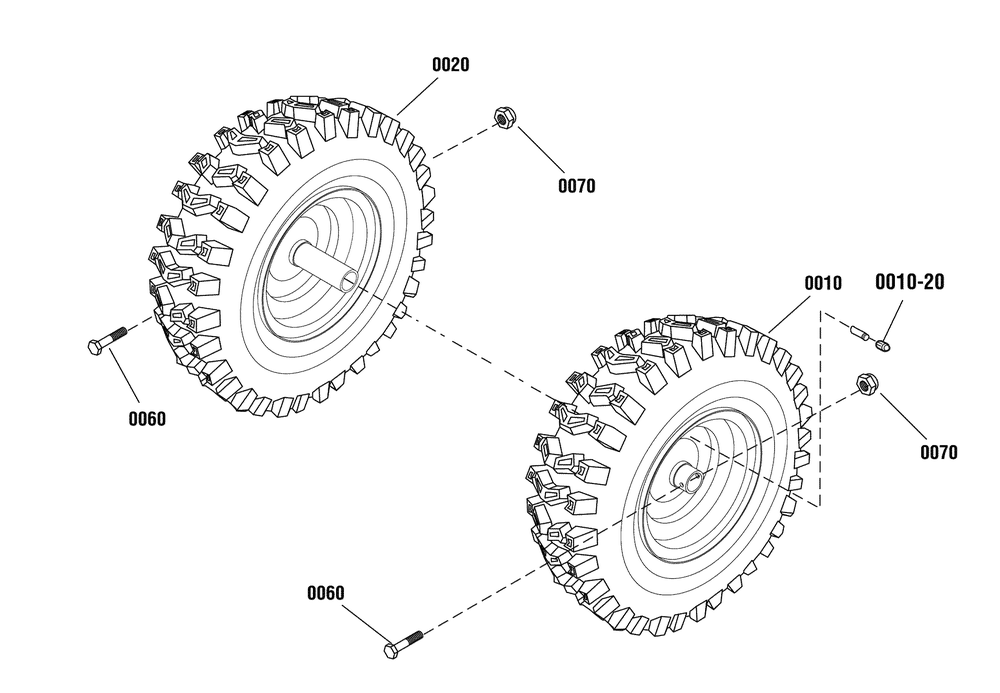 Wheels And Tires Group Diagram and Parts List for 1696157-01-1528HD 2013 Briggs and Stratton Snow Blower